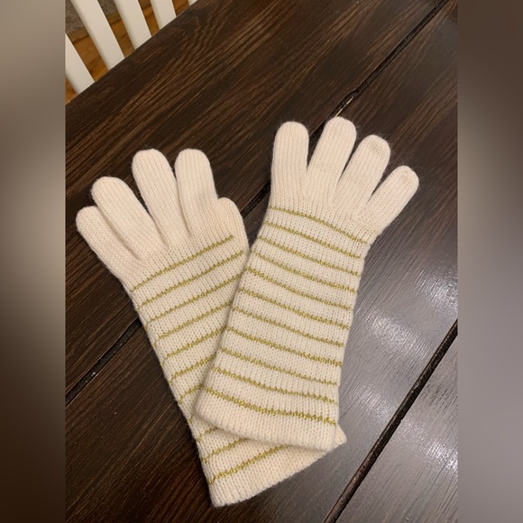 Accessories - Striped Cream and Gold Women's Gloves